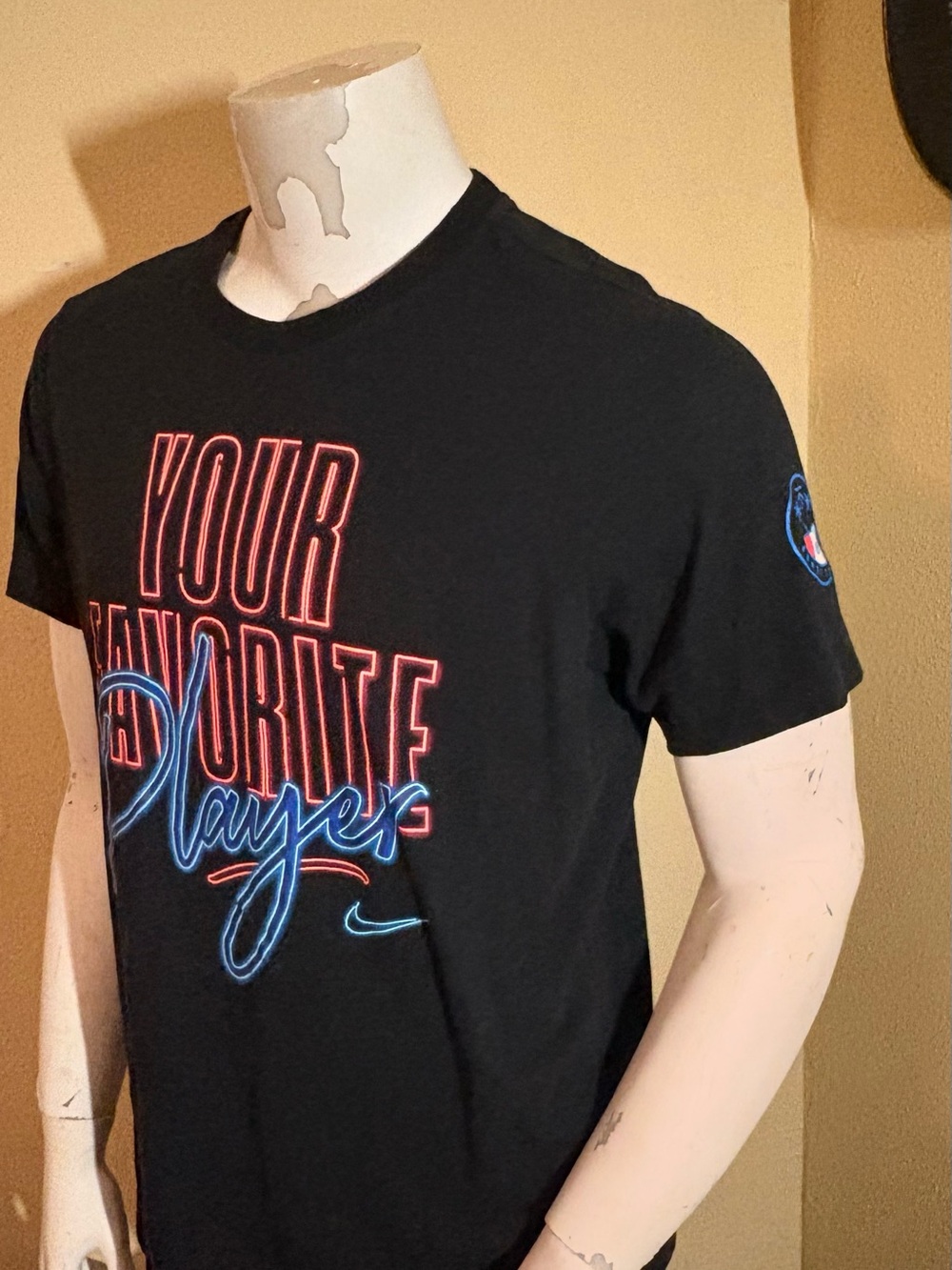 Nike Black Men’s Short-Sleeve Tee with Neon Red and Blue Graphic